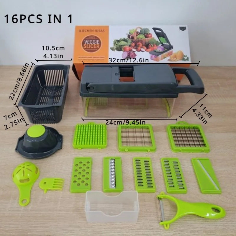 16-in-1 Multifunctional Vegetable Chopper & Slicer Set