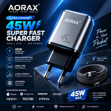 AORAX 45W Ultra Compact USB-C Super Fast Charger with Cable