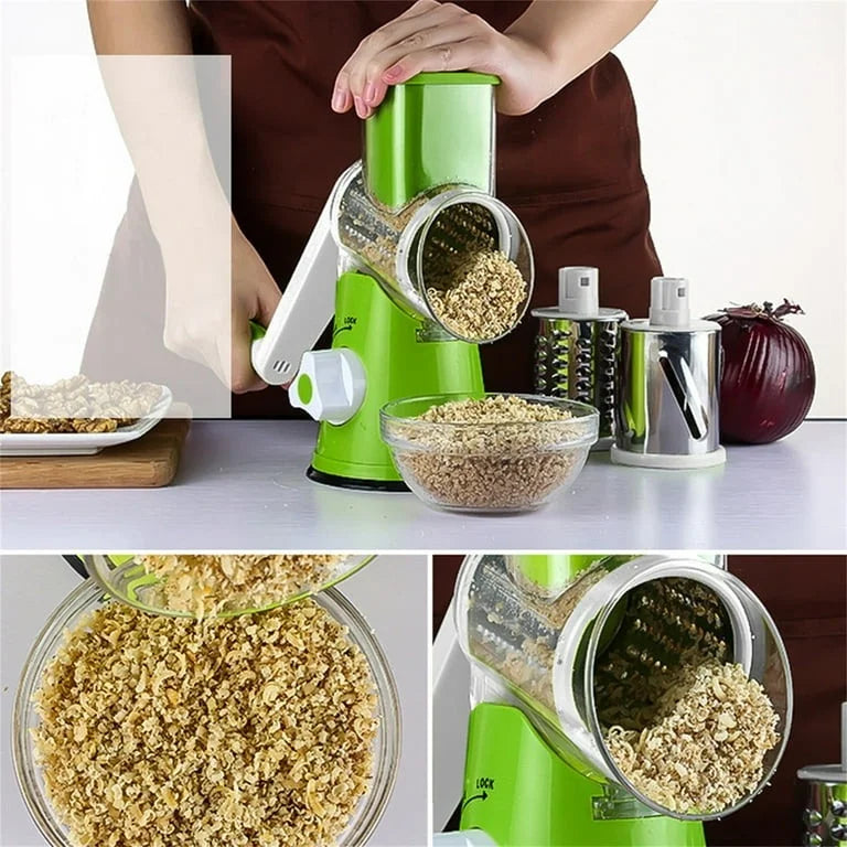 3-in-1 Rotary Cheese Grater & Manual Vegetable Slicer
