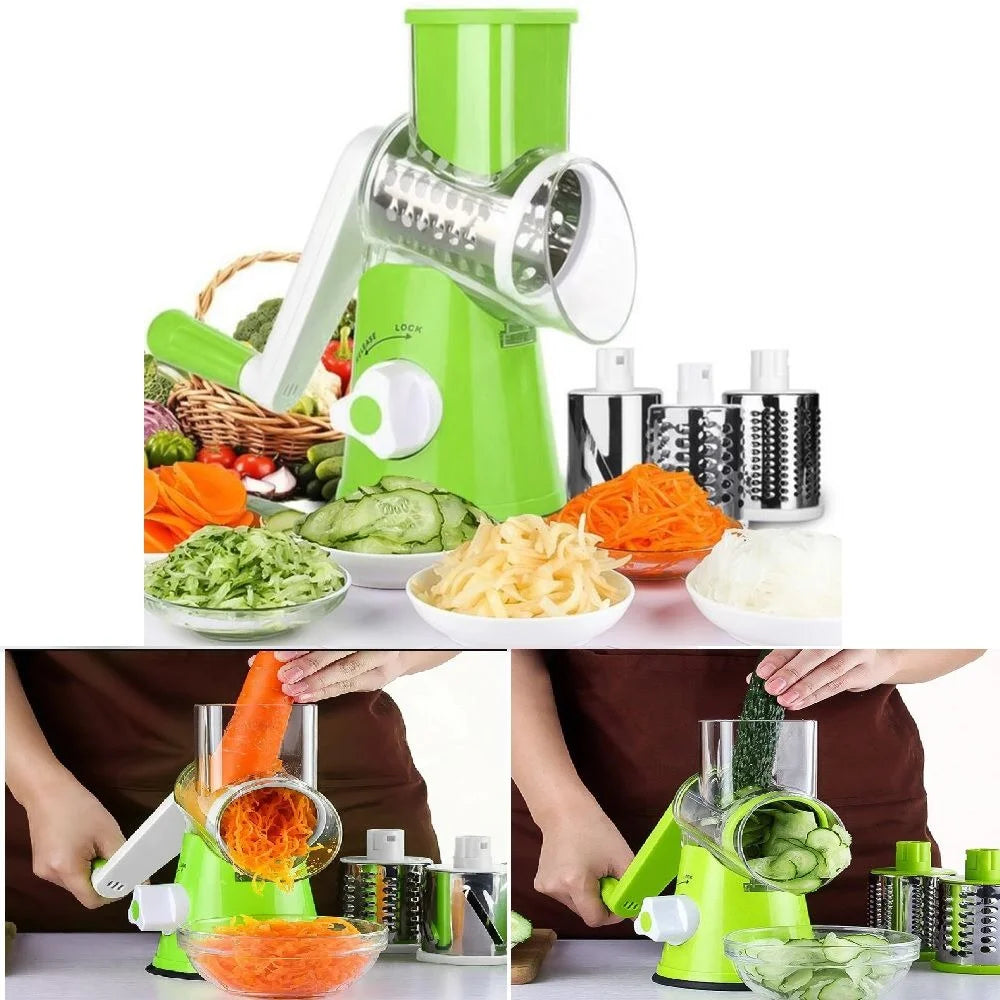 3-in-1 Rotary Cheese Grater & Manual Vegetable Slicer