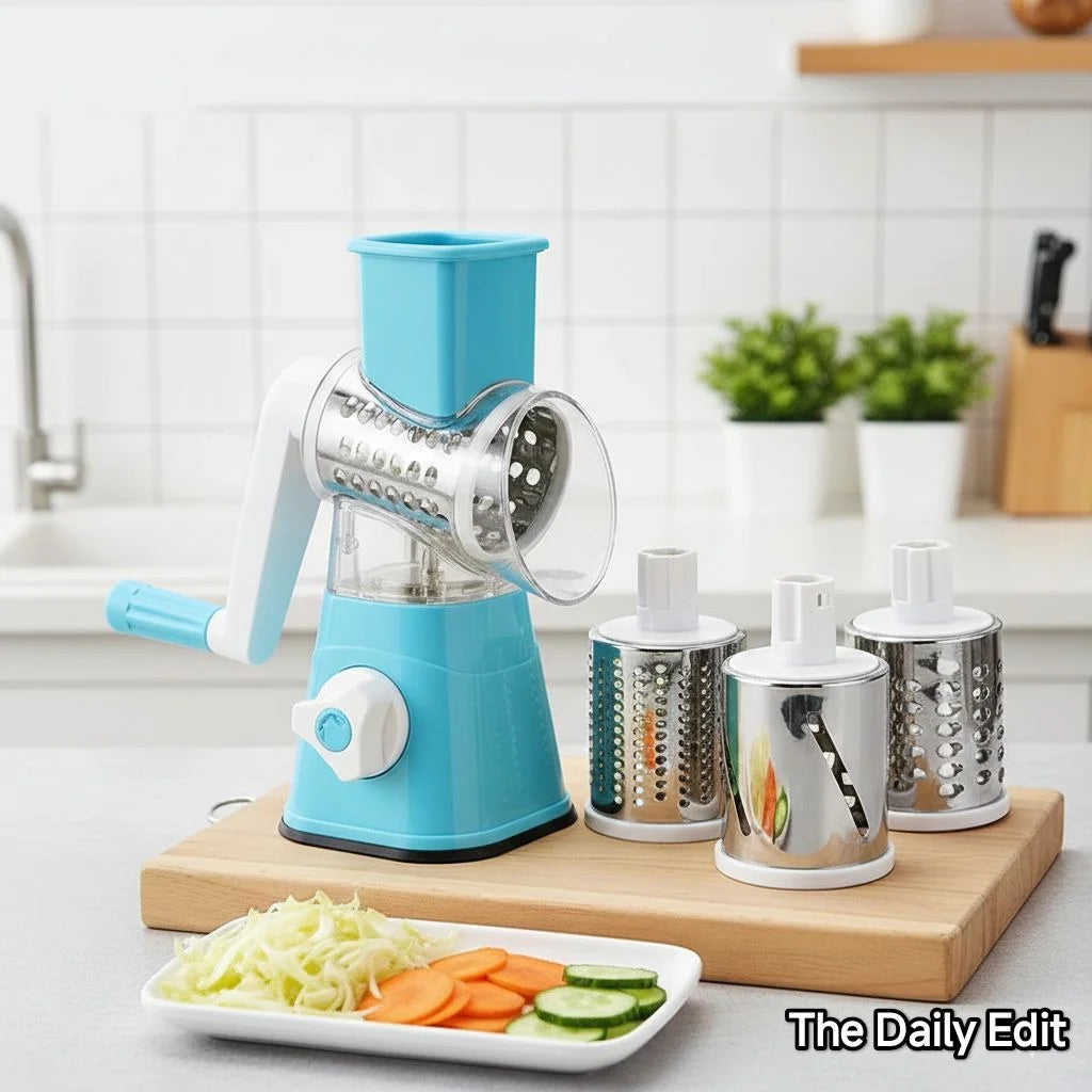 3-in-1 Rotary Cheese Grater & Manual Vegetable Slicer