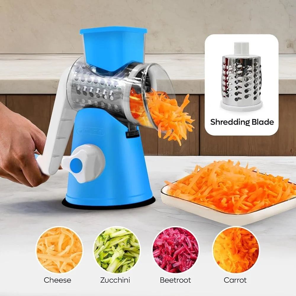 3-in-1 Rotary Cheese Grater & Manual Vegetable Slicer