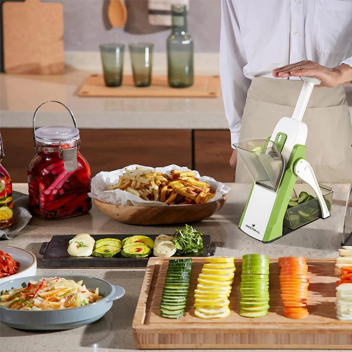 Upright Mandoline Vegetable Slicer & Dicer with Handle