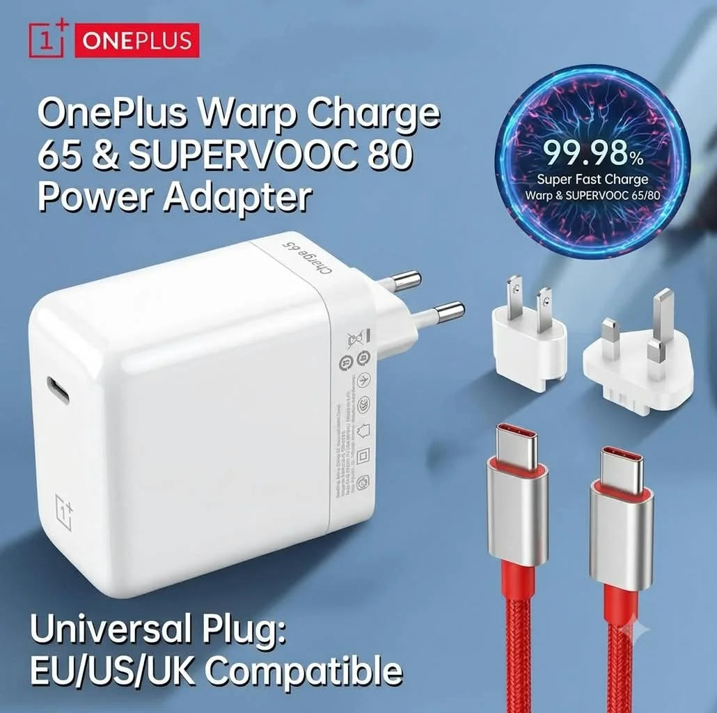 OnePlus 80W SuperVOOC & 65W Power Adapter with Cable