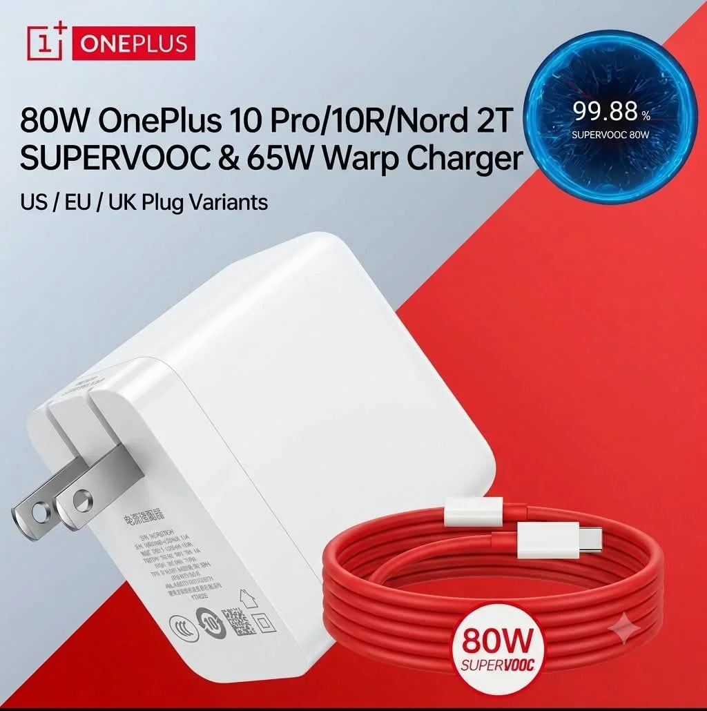 OnePlus 80W SuperVOOC & 65W Power Adapter with Cable