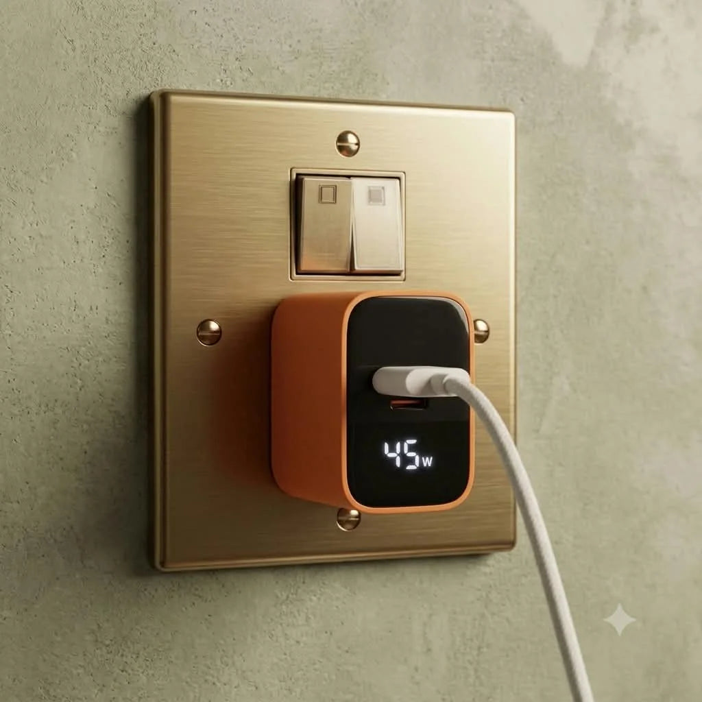 45W Dual Port Fast Charger with Digital LED Display & Cable